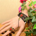Facotry charms metal wholesale FC-03 Red dimamond Alloy nail bracelet and rings set